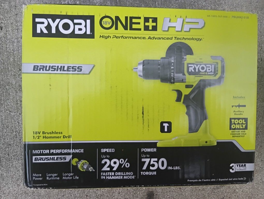 Ryobi 18V ONE+ HP Brushless 1/2” Hammer Drill (Tool Only) – Brand New Sealed
