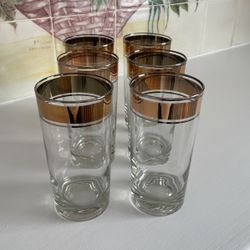 Vintage Gold Lines Drinking Glasses 