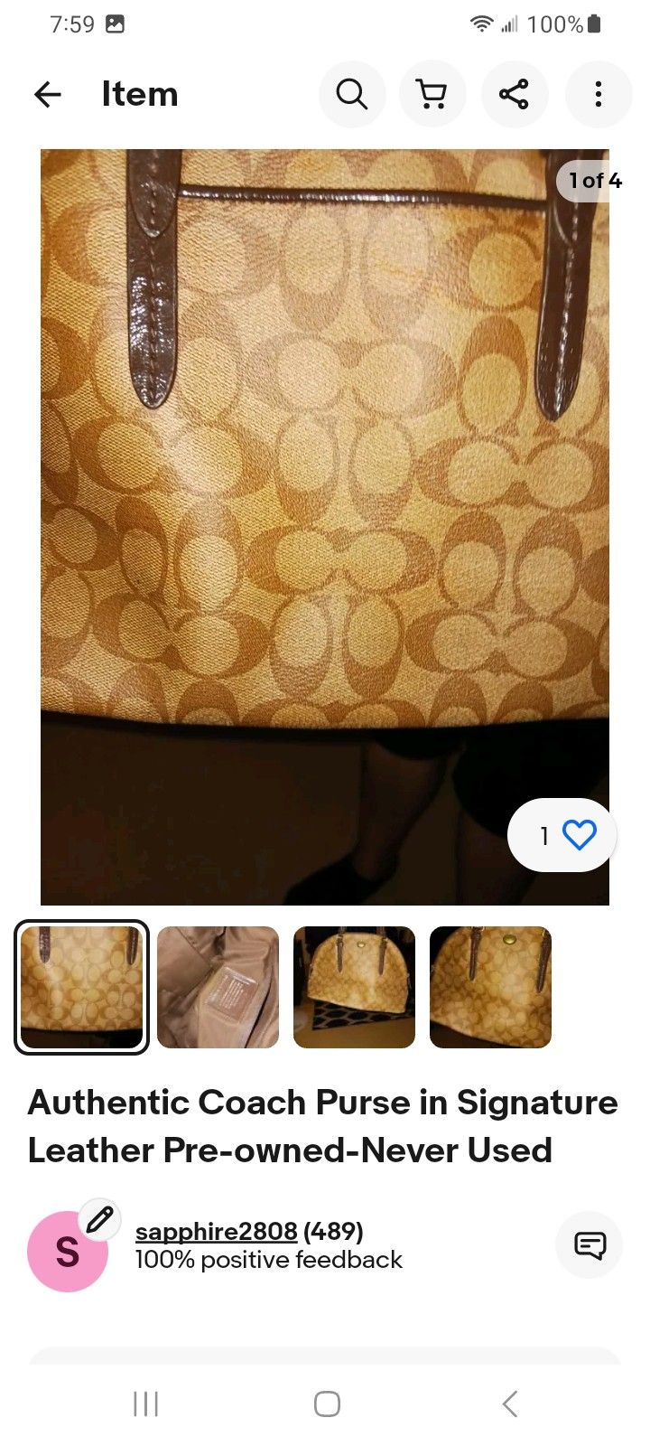 Coach Purse Classic  Pre-owned Never Used