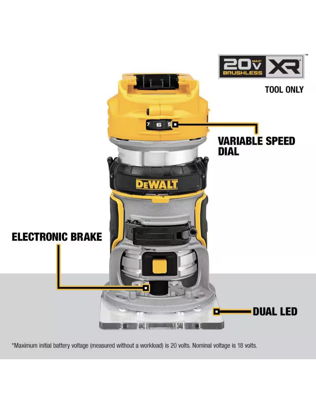 New DCW600B Brushless Fixed Base Compact Router 