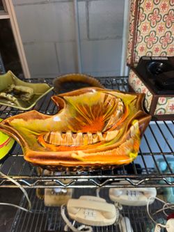 Mid century drip glaze art ashtray.