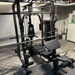 Vesta Fitness Smith Machine 1001 w/Bench Attachment | 230lb Bumpers Olympic Weights | 7ft Olympic Bar | Gym Equipment | FREE DELIVERY/INSTALL🚚 