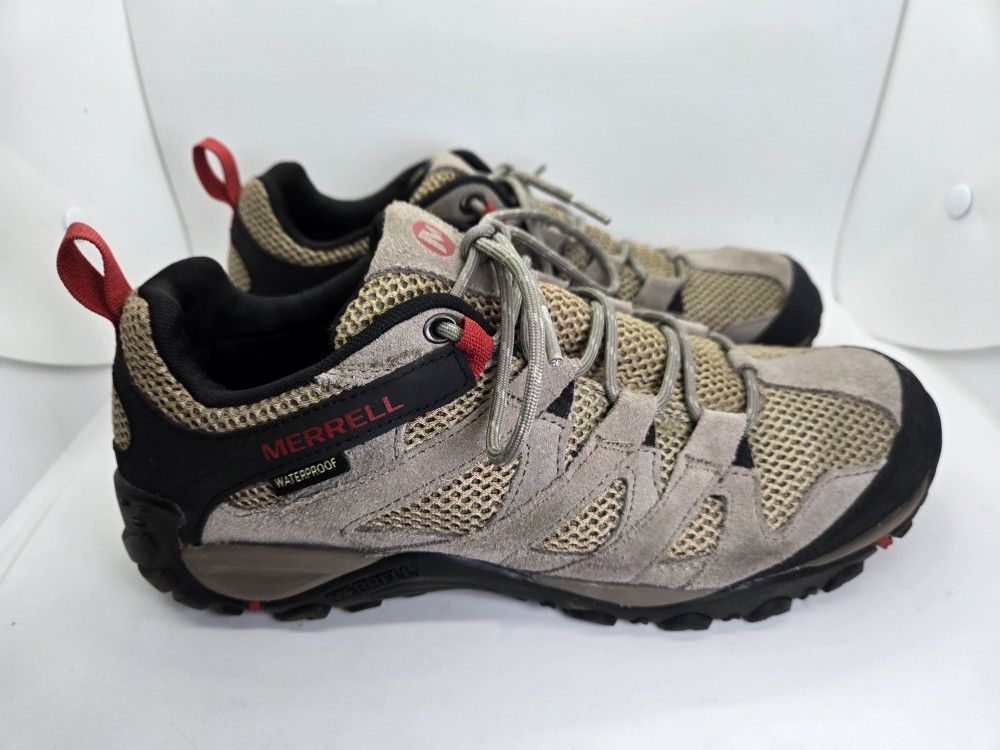 Merrell Alverstone Waterproof Hiking Boots Mens 9 Brown Suede Boulder Trail Shoe