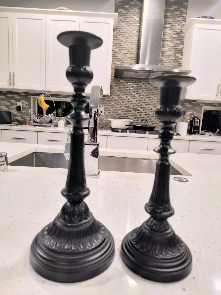 2 Brand NEW Black Candle Sticks. Only Used For Staging