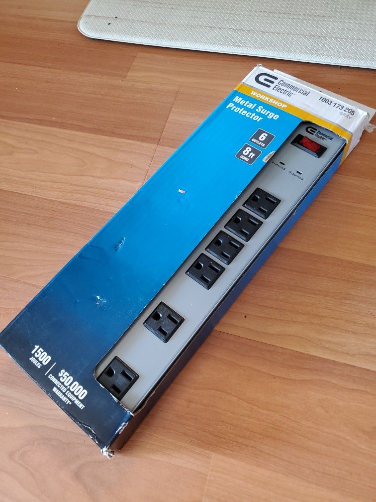 General Electric Workshop Metal Surge Protector 8ft Cord