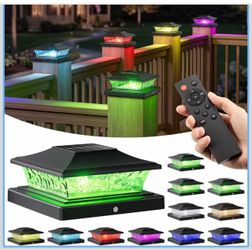 4x4 Post Solar Lights Color Changing with Remote, 12 Pack Black