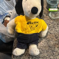 Vtg 1968 Snoopy Sister Belle Beagle 16" Plush Stuffed Yellow Shirt Denim Shorts