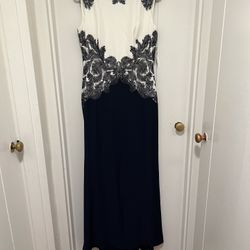 Tadashi Shoji White With Blue Lace Dress * NWT* {Size 12}
