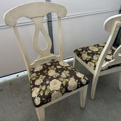 Wood Dining Chairs With Cushion, Floral Pattern