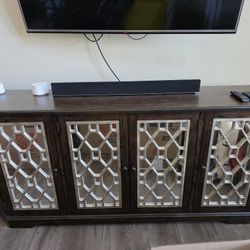 Hardwood And Mirror TV Stand