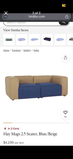 Hay Mags / herman Miller Sofa, Wool Tan/Blue 80'' Retail ~$4k *New