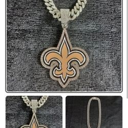 20 or 24" New Orleans Saints iced chain necklace MANY other teams available SHIPPING AVAILABLE