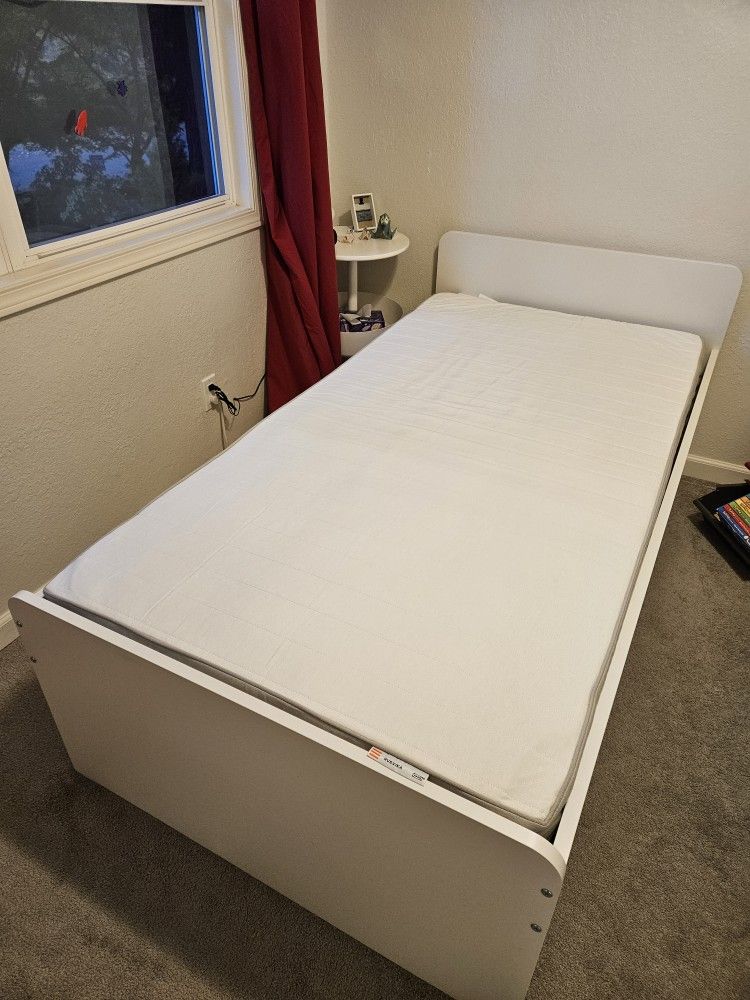 Ikea Bed with additional pull-out bed + storage + 2 mattresses, Twin