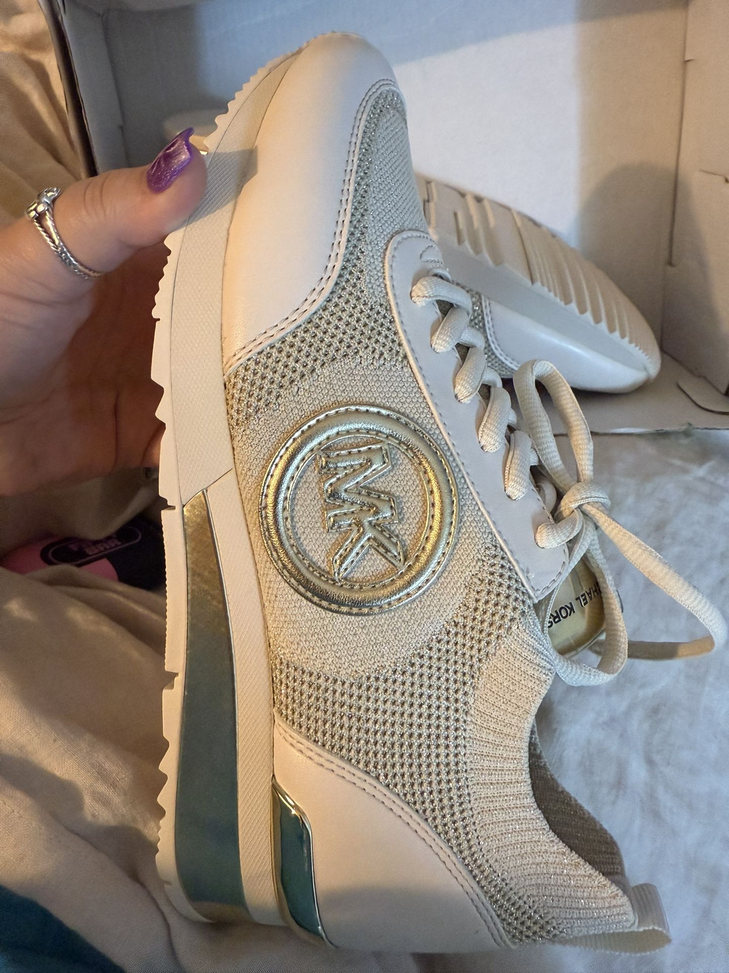 New In Box Michael Kors Jenkins Knit Trainer Met SF Stretch Knit Size 8 $225 Retail!