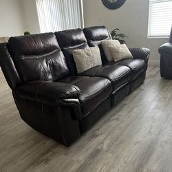 Muebles Reclinables De Cuero Con Mueble De Sala 