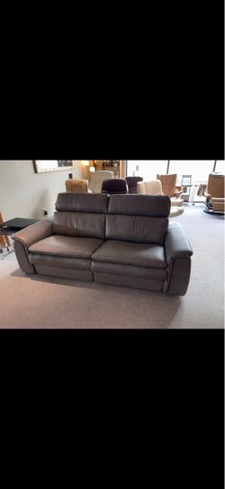 Scandinavian Designs Grey Leather 3 Seater Couch