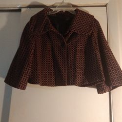   XL Liz Claiborne Burgundy And Black  Jacket With Beige  Tweed Material.