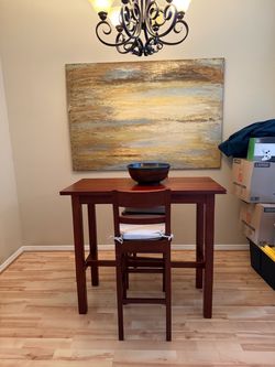 Crate and Barrel bar height table + 2 chairs
