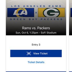 Rams vs Packers 10/6/24. 3 Tickets.