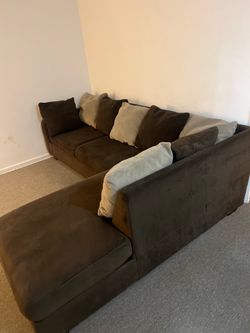 Brown L shape couch