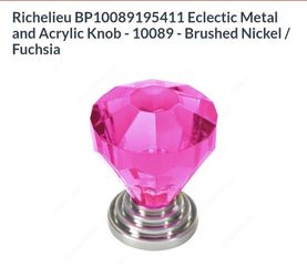 Richelieu Eclectic Metal and Acrylic Knob - 10089 - Brushed Nickel / Fuchsia
 **$5 each or $15 for set of 4 knobs**