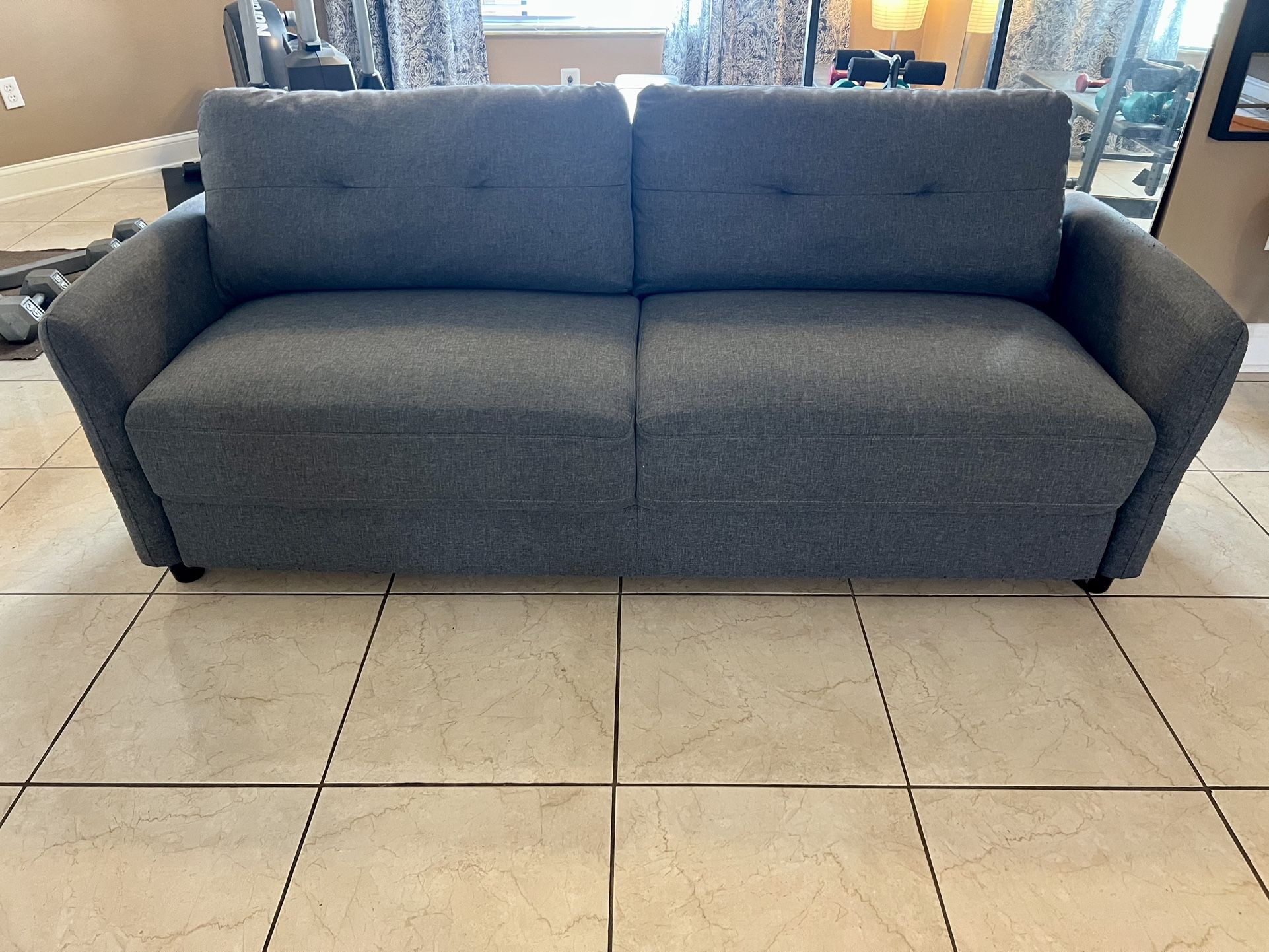 Zinus Lawson Sofa 79” Easy-Care Upholstered Gray