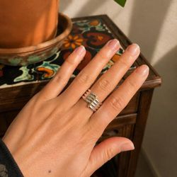 Sterling silver and gold boho ring