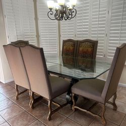 Kitchen Stunning Persian style glass dining table with 6 chairs 