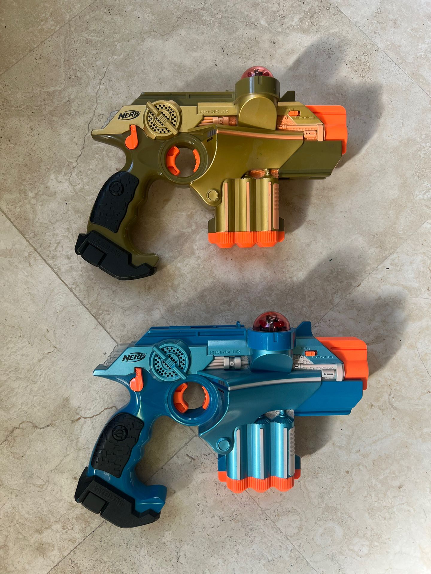 Two Nerf Laser Strike Guns