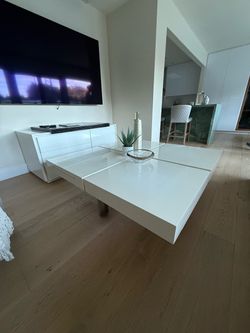 FENDI CASA Designer Coffee Table + Console Table – White Lacquer