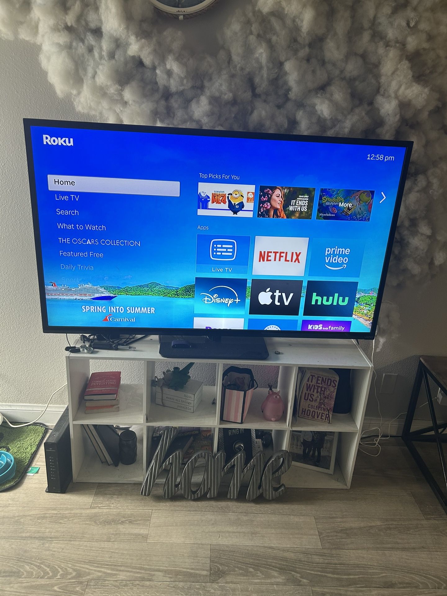 65in tv and bookshelf