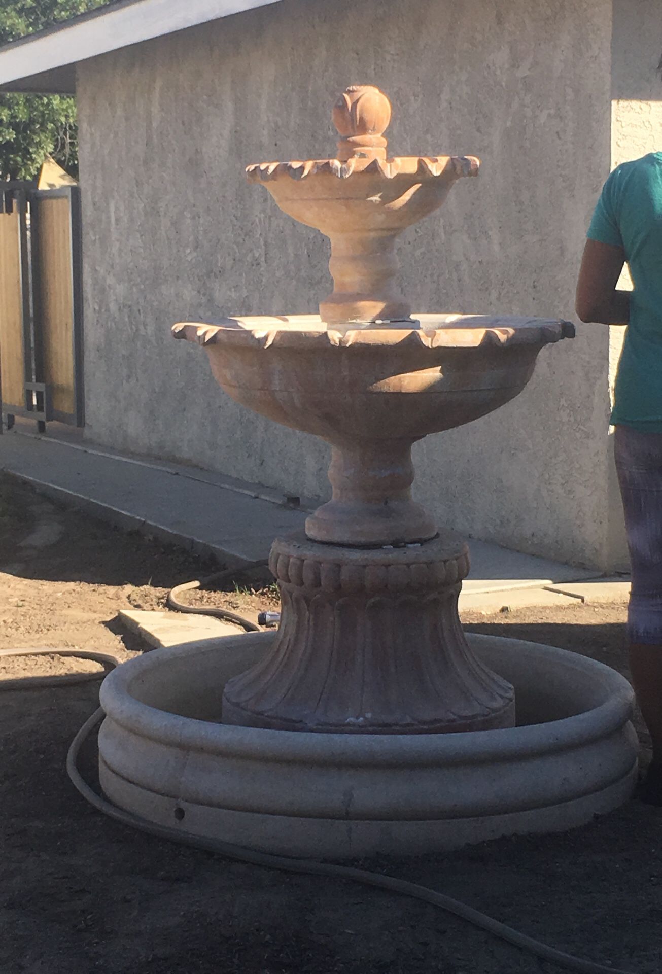 Three tier cement water fountain