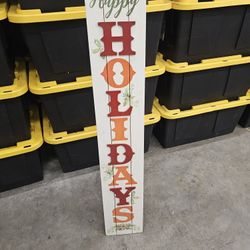 Wood Holiday Sign Stands Alone Or Hangs