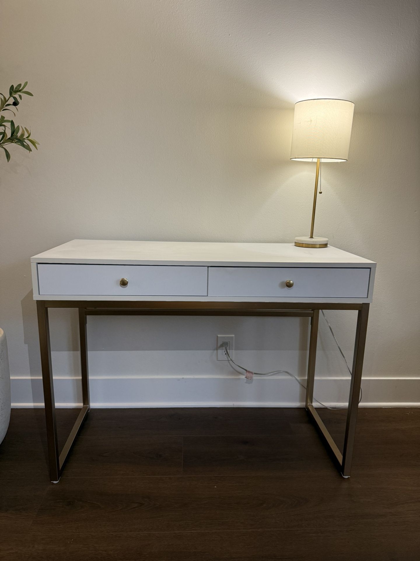 White And Brass Desk