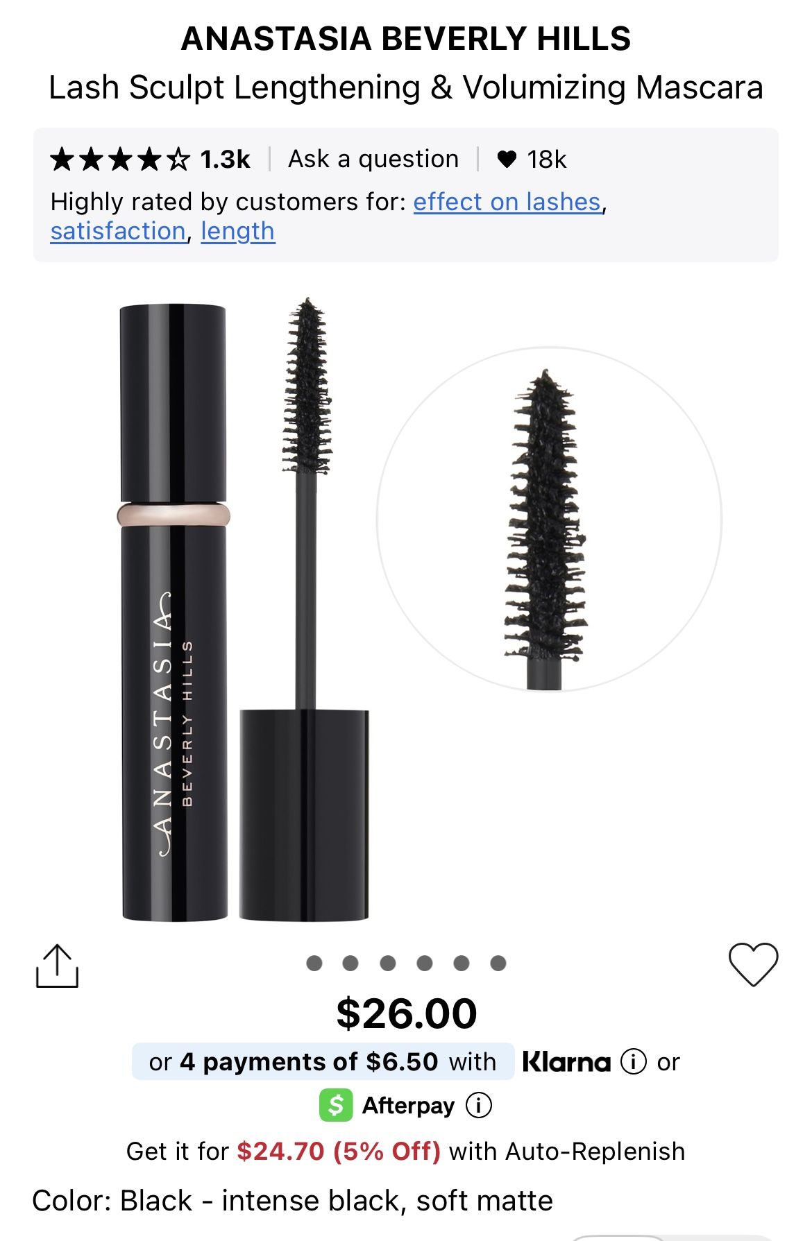 Anastasia Beverly Hills Lash Sculpt Lengthening & Volumizing Mascara 10ml/0.34 fl. oz.