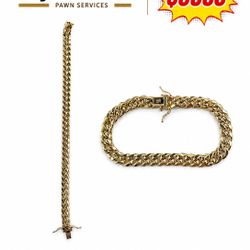 YELLOW GOLD 14KT CUBAN SEMI-SOLID BRACELET 8.5”
