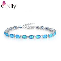 Luxurious fire, blue opal, tennis bracelet