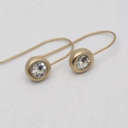 Chico’s Matte Gold Round Brilliant Crystal Drop Dangle Minimalist Earrings