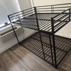 Whisen Twin over Twin Metal Bunk Bed, Low Bunk Bed with Ladder
