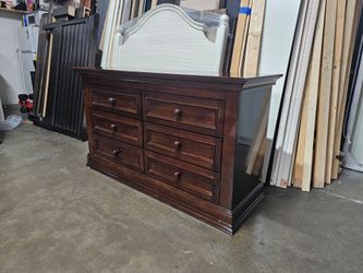 Dark Wood 6-Drawer Double Dresser