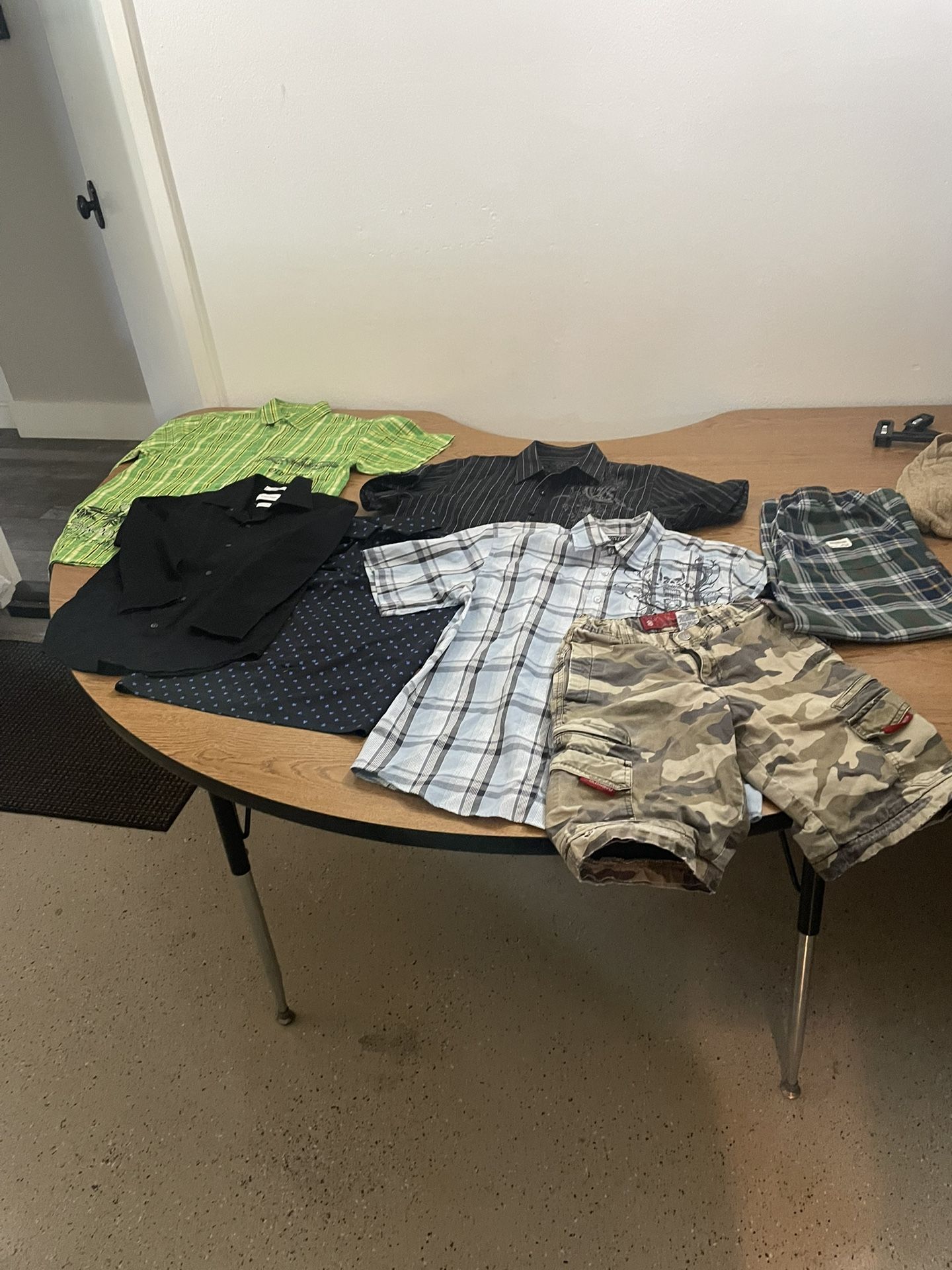 Lot of boys, clothing size 8, medium five shirts, one shorts, one pajama pants