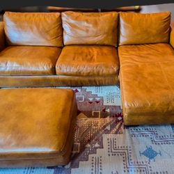 Braxten Leather Sectional w/ Ottoman - Great Condition!
