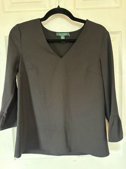 Lauren Ralph Lauren V-Neck Bell Sleeve Blouse XS