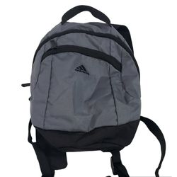 ADIDAS Kid Youth Gray Black Mini Backpack Adjustable Strap 2 Compartments Zipper