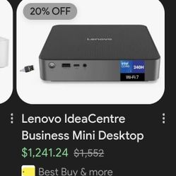 Lenovo $800- IdeaCentre Mini Desktop - Intel Core 7 Processor
