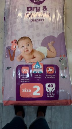 Dry & Gentle Baby Diapers Size 2, 40 Count
