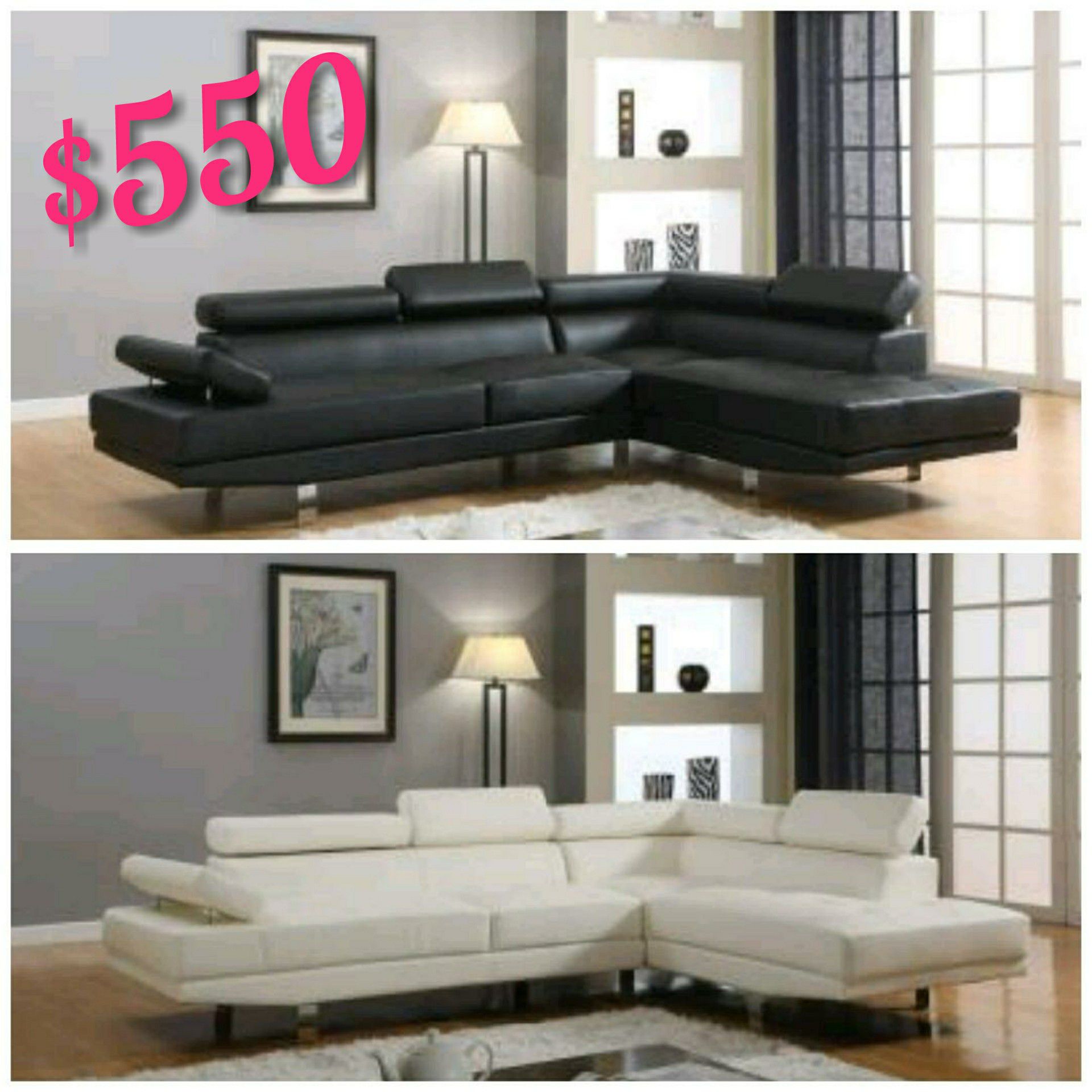 On Sale! New Sectional | Available in Black or White | Delivery & Financing Available