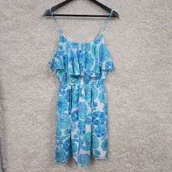 Lilly Pulitzer Women Ruffle Sundress Size Small Strappy Tropical Print Summer
