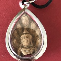 Vintage Thai Buddhist Amulet. Protection, Magic. Unique Clay Talisman Pendant 1.5” X 1”