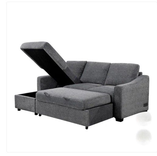 Coddle Aria Fabric Sleeper Sofa with Reversible Chaise and Storage, Gray